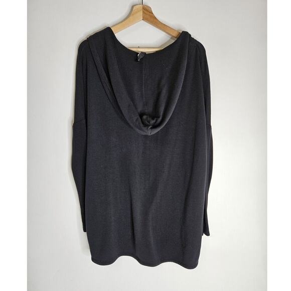 Athleta Purana Wrap Hooded Sweatshirt Black Super Soft Size Medium #486073 - Picture 3 of 5